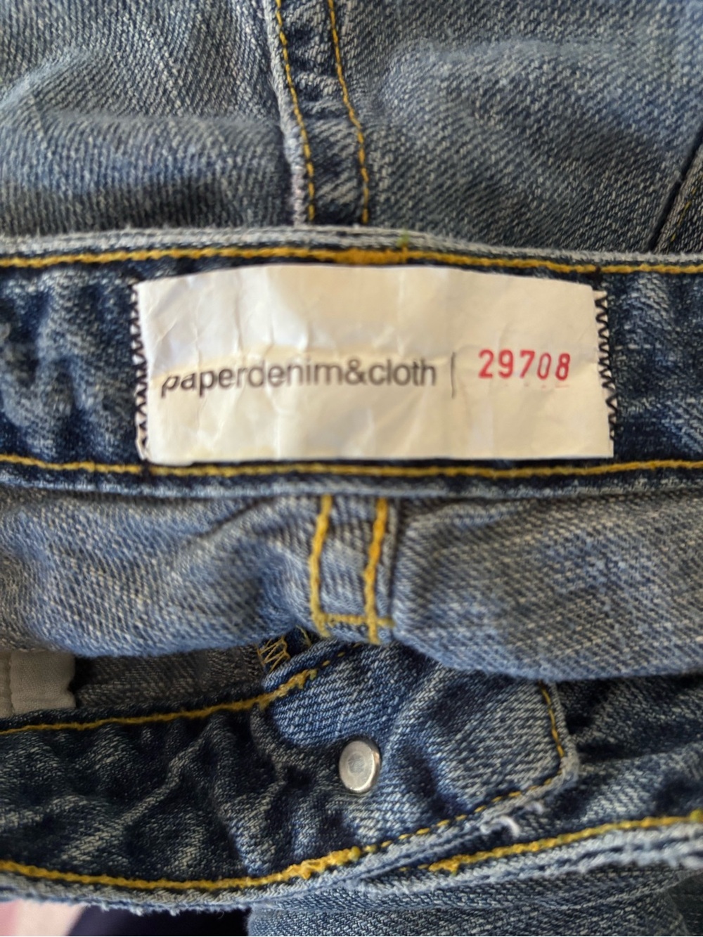 Paper Denim & Cloth Slim Men’s Light Blue Jeans with Yellow Stitching
